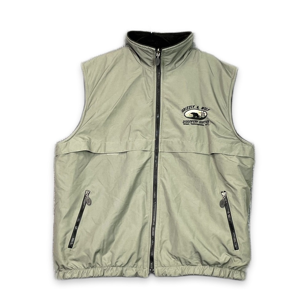 Drift Creek Outdoors Reversible Vest Mens XL Grizzly & Wolf Discovery Center Y2K